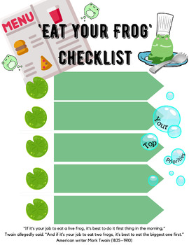 Preview of 'Eat your Frog' Checklist inspired by Mark Twain (portrait)