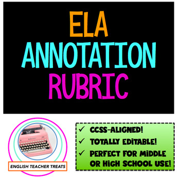 Preview of **Editable ELA ANNOTATION RUBRIC** CCSS-aligned, perfect for grades 9-12