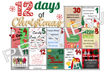 Preview of *Editable/Animated* 12 days of Christmas Calendar with extras
