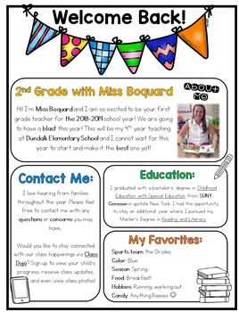 Preview of (Editable) Back to School Teacher Letter & Information Pages (in Color and B&W)