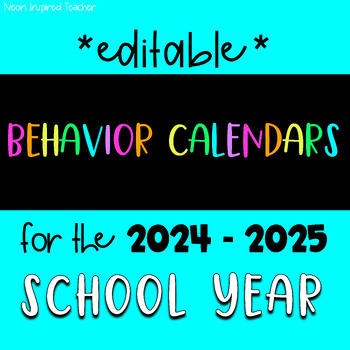 Preview of *Editable* Behavior Calendar 2024-2025 School Year