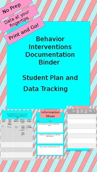 Preview of **Editable**- Behavior Intervention tracking Binder- Pink Stripe