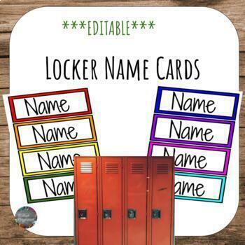 Preview of **Editable** Bright Rainbow Locker Name Tags (6in wide for small, tall lockers)