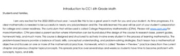 Preview of *Editable* CPM CC1 Parent Info Letter and Syllabus 