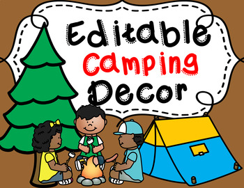 Preview of **Editable Camping Decor Bundle** (brown backgrounds)