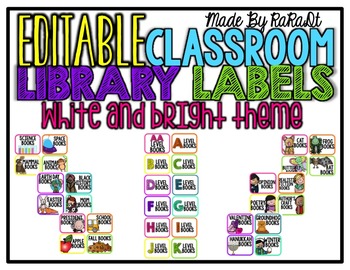 Preview of *Editable* Classroom Supply Labels {White & Bright Theme}