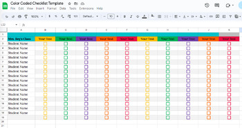 Preview of *Editable* Color Coded Class List Checklist Template (Excel, Google Sheets)