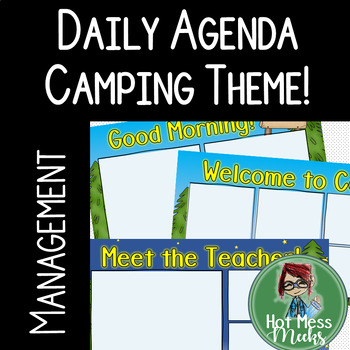 Preview of *Editable* Daily Agenda Slides- Morning Meeting - CAMPING Theme!