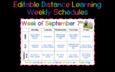 *Editable* Distance Learning Weekly Schedule for Students