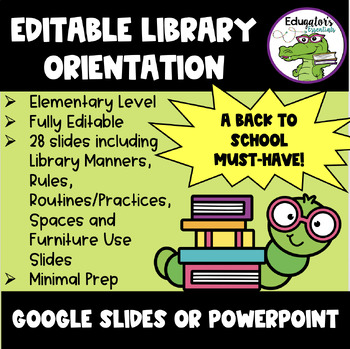 Preview of (Editable) Elementary Library Media Orientation Slides