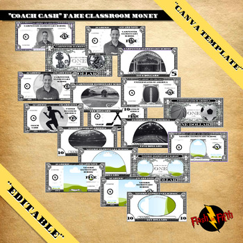 Preview of *Editable* Fake Classroom Money "Coach Cash"