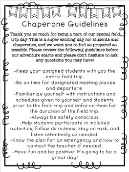 school field trip chaperone guidelines
