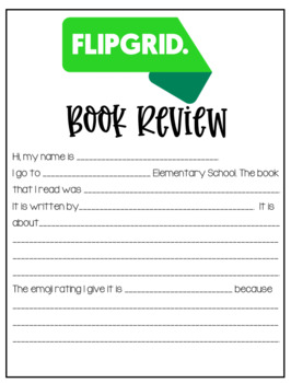 Preview of *Editable* Flipgrid Book Review Form