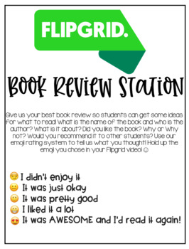 Preview of *Editable* Flipgrid Book Review Station