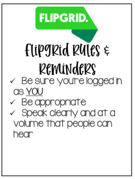 Preview of *Editable* Flipgrid Rules & Reminders