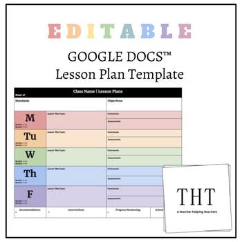 Google Docs Lesson Plan Template Teachers Pay Teachers
