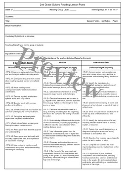 Editable Guided Reading Lesson Plan Template - 2nd Gr ...