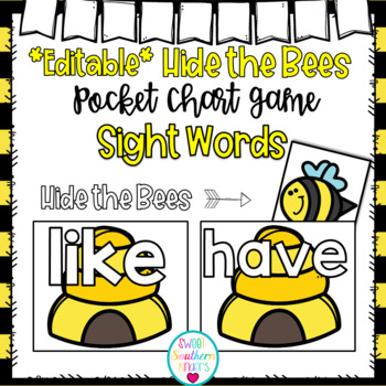 Preview of *Editable* Insect Pocket Chart Game Sight Word Edition - Hide the Bees