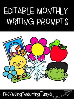 Preview of [Editable] Monthly Writing Prompts