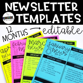 Preview of *Editable* Newsletter Templates - Monthly & Weekly Options!