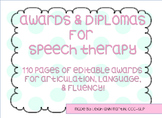 **Editable** Speech Therapy Awards and Diplomas