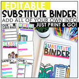 Back to School Prep *Editable* Substitute Binder {color & 
