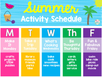 Preview of *Editable* Summer Schedule, Weekly Planner, Daily Checklist & Bucket List