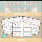*Editable* Teacher Toolkit Labels - Boho Rainbow Theme
