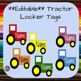 ***Editable*** Tractor Locker Tags (6 in lockers) Rainbow Colors