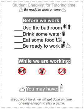 Preview of (Editable) Tutoring Session Rules for Students Checklist