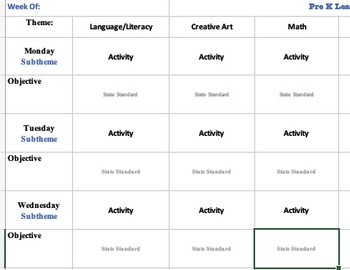 Preview of *Editable* Weekly Lesson Plan Template