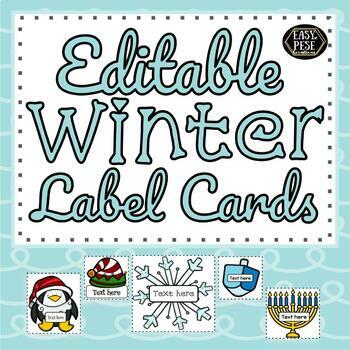 Preview of *Editable* Winter Label Cards - Christmas & Hanukkah December - February
