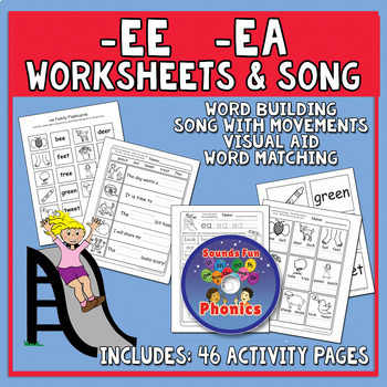 Preview of Ee Ea Worksheets and Song | -ee Words | -ea Words | Long Vowel e | SOR