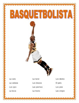 Preview of "El Basquetbolista"-Body Parts- Spanish-Mi Basquetbolista Favorito.March Madness