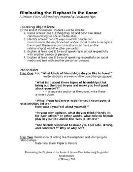 Preview of "Eliminating the Elephant in the Room": A Social-Emotional,&Behavioral exercise