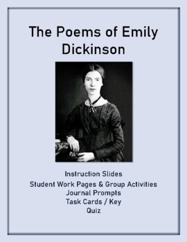 Preview of  Emily Dickinson Unit Bundle: Slides, Activities, Task Cards, Quiz, Keys