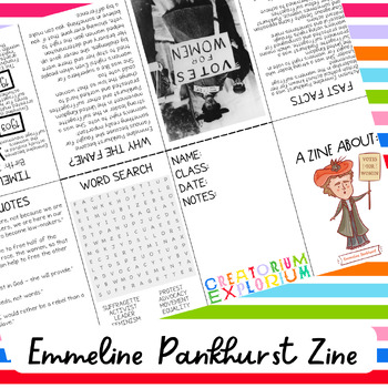 Preview of "Emmeline Pankhurst: Women in History Zine- Suffragette Movement Biography Sheet