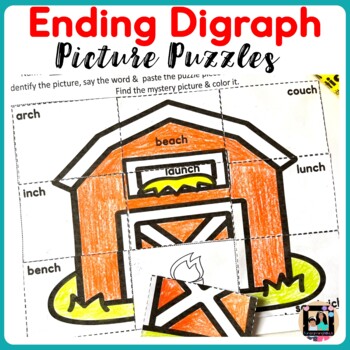 Preview of  Ending Consonant Digraph Picture Puzzles | Digraphs Ch Th Sh Ng Ck activities