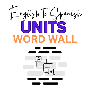 Preview of **English to Spanish** Units Vocabulary Word Wall