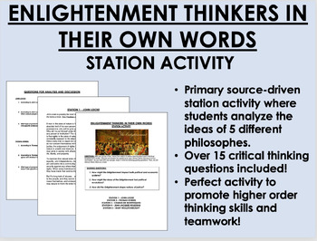 Preview of Enlightenment Thinkers in Their Own Words Station Activity