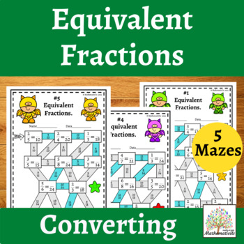 Preview of   Equivalent Fractions Mazes 