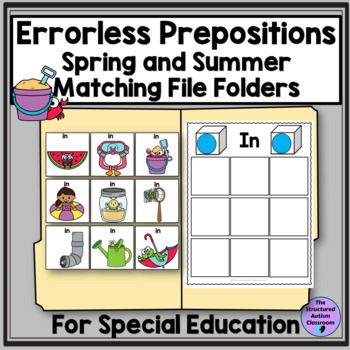 Preview of  Errorless Prepositions Matching File Folders Spring and Summer Special Ed