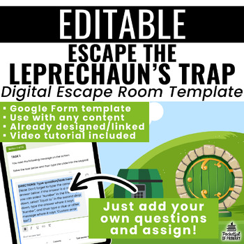 Preview of "Escape the Leprechaun's Trap" Digital Escape Room Template | EDITABLE