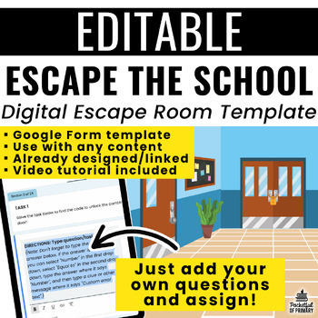 Preview of "Escape the School" Digital Escape Room Template | EDITABLE
