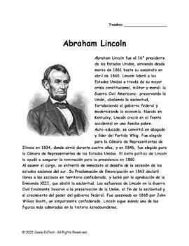Preview of (Español) Abraham Lincoln Worksheet!