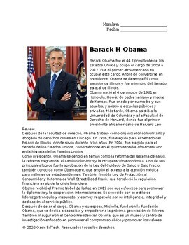Preview of (Español) Barack Obama Worksheet!