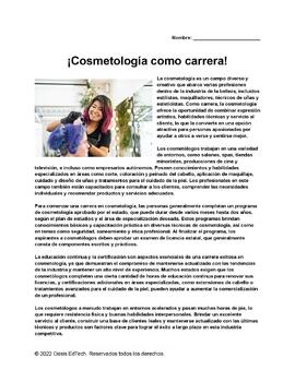 Preview of (Español) Cosmetology Career Worksheet!