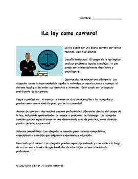 Preview of (Español) Law Career Worksheet