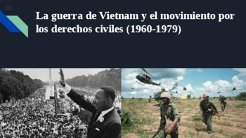 Preview of (Español) The Vietnam War and the Civil Rights Movement Google Slides in Spanish