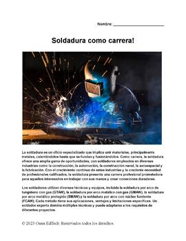 Preview of (Español) Welding Career Worksheet!